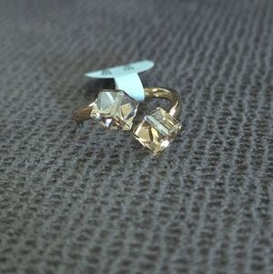bleu💙 sage Champagne🍾 Colored Cube🧊 Crystals💎 Bypass Ring - NWT